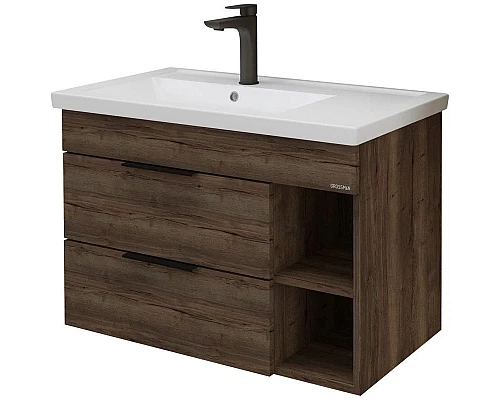 Приобрести Комплект мебели темный дуб 81 см Grossman Форта 1080042 + 30469 + 2080022 в магазине сантехники Santeh-Crystal.ru