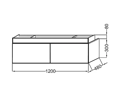 Купить Тумба черный матовый 120 см 2 ящика Jacob Delafon Terrace EB1188-M61 в магазине сантехники Santeh-Crystal.ru