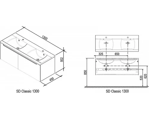 Приобрести Тумба 130 см espresso/белый Ravak SD Classic 1300 X000000425 в магазине сантехники Santeh-Crystal.ru