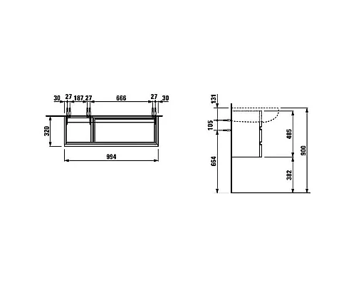 Приобрести Тумба орех 99,4 см 2 ящика Laufen Alessi One 4.2452.0.097.630.1 в магазине сантехники Santeh-Crystal.ru