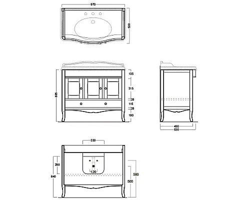 Купить Тумба орех 97 см Simas Arcade ARMC105noce/br в магазине сантехники Santeh-Crystal.ru