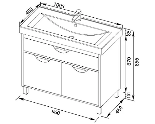 Купить Тумба белый 96 см Aquanet Гретта 00179199 в магазине сантехники Santeh-Crystal.ru