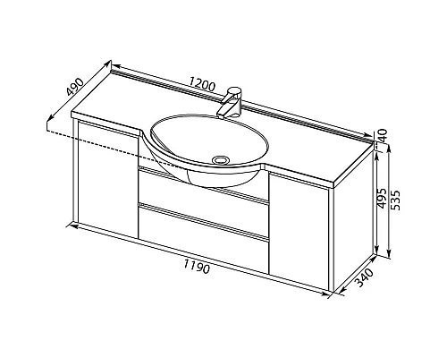 Купить Тумба белый 119 см Aquanet Лайн 00164938 в магазине сантехники Santeh-Crystal.ru