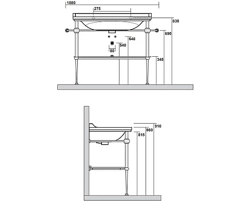 Приобрести Консоль для раковины бронза Kerasan Waldorf 9196K3br в магазине сантехники Santeh-Crystal.ru