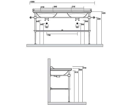 Приобрести Консоль для раковины бронза Kerasan Waldorf 9195K3br в магазине сантехники Santeh-Crystal.ru