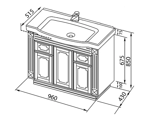 Купить Тумба белый 96 см Aquanet Фредерика 00169967 в магазине сантехники Santeh-Crystal.ru
