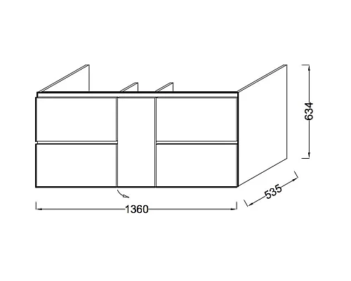 Приобрести Тумба квебекский дуб 136 см Jacob Delafon Soprano EB1332-E10 в магазине сантехники Santeh-Crystal.ru