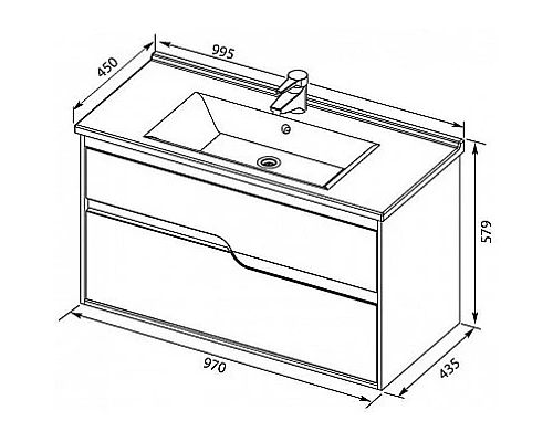 Заказать Тумба белый глянец 97 см Aquanet Модена 00198489 в магазине сантехники Santeh-Crystal.ru