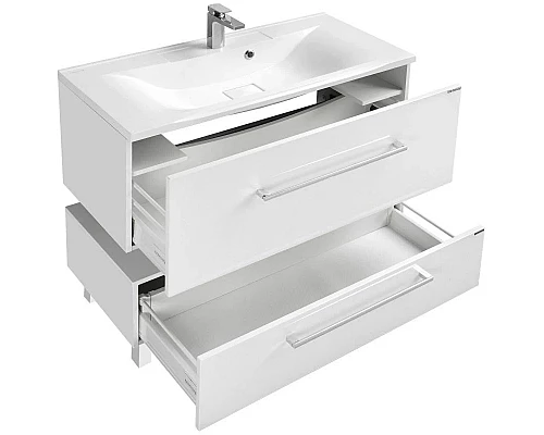 Приобрести Тумба с раковиной белый глянец 100 см Акватон Мадрид 1A1269K0MA010 в магазине сантехники Santeh-Crystal.ru