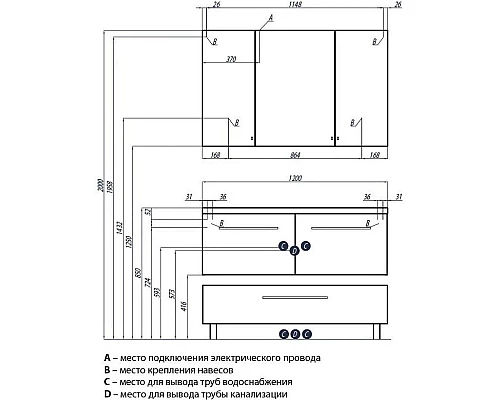 Приобрести Тумба белый глянец 119,7 см Акватон Мадрид 1A170301MA010 в магазине сантехники Santeh-Crystal.ru