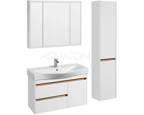 Заказать Тумба белый глянец/дуб эндгрейн 96,6 см Акватон Нортон 1A249001NT010 в магазине сантехники Santeh-Crystal.ru