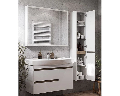 Заказать Тумба белый глянец/дуб эндгрейн 96,6 см Акватон Нортон 1A249001NT010 в магазине сантехники Santeh-Crystal.ru