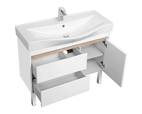 Купить Тумба с раковиной белый глянец/дуб эндгрейн 100 см Акватон Нортон 1A2490K0NT010 в магазине сантехники Santeh-Crystal.ru