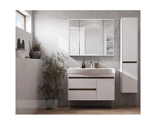 Купить Тумба с раковиной белый глянец/дуб эндгрейн 100 см Акватон Нортон 1A2490K0NT010 в магазине сантехники Santeh-Crystal.ru