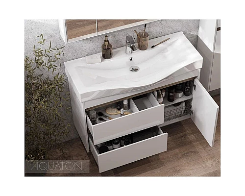 Купить Тумба с раковиной белый глянец/дуб эндгрейн 100 см Акватон Нортон 1A2490K0NT010 в магазине сантехники Santeh-Crystal.ru