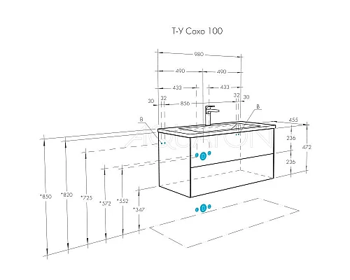 Приобрести Тумба графит софт/дуб веллингтон 98 см Акватон Сохо 1A258201AJA00 в магазине сантехники Santeh-Crystal.ru