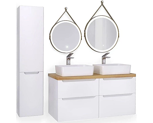 Заказать Тумба белый глянец 120 см Jorno Wood Wood.01.60/P/W + Wood.01.60/P/W + Wood.06.120/LW в магазине сантехники Santeh-Crystal.ru