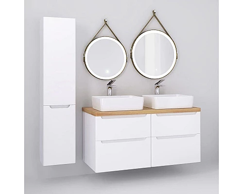 Заказать Тумба белый глянец 120 см Jorno Wood Wood.01.60/P/W + Wood.01.60/P/W + Wood.06.120/LW в магазине сантехники Santeh-Crystal.ru