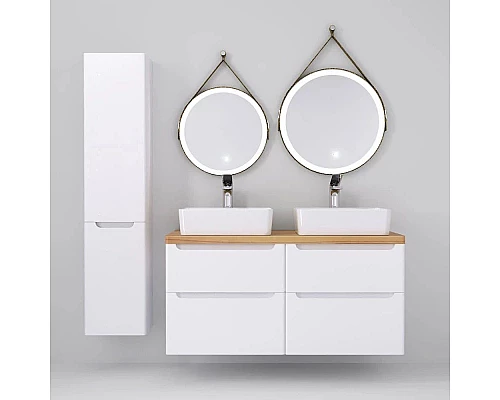 Заказать Тумба белый глянец 120 см Jorno Wood Wood.01.60/P/W + Wood.01.60/P/W + Wood.06.120/LW в магазине сантехники Santeh-Crystal.ru