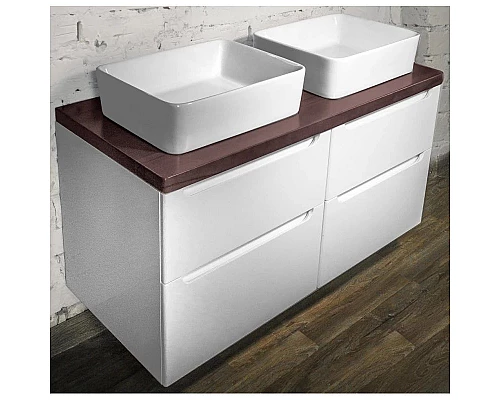 Заказать Тумба белый глянец 120 см Jorno Wood Wood.01.60/P/W + Wood.01.60/P/W + Wood.06.120/DW в магазине сантехники Santeh-Crystal.ru