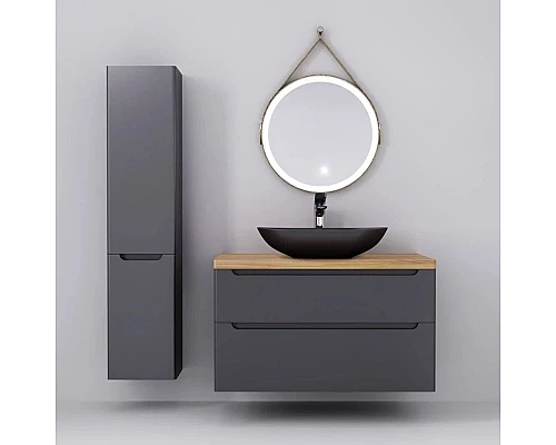 Купить Тумба серый матовый 100 см Jorno Wood Wood.01.100/P/GR + Wood.06.100/LW в магазине сантехники Santeh-Crystal.ru