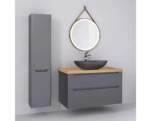Купить Тумба серый матовый 100 см Jorno Wood Wood.01.100/P/GR + Wood.06.100/LW в магазине сантехники Santeh-Crystal.ru