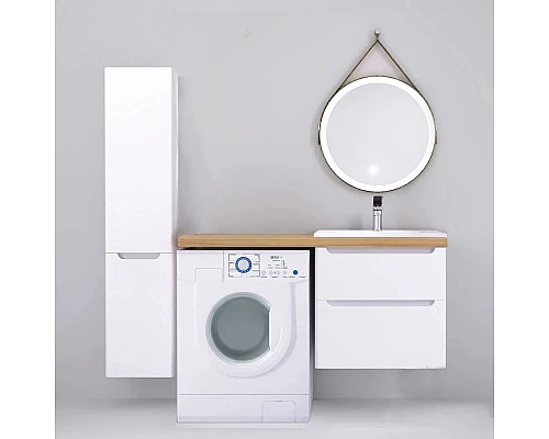 Заказать Тумба с раковиной белый глянец 122 см Jorno Wood Wood.01.60/P/W + Wood.06.122/LW + Mol.08.65/W + Bra.05.461/L/W в магазине сантехники Santeh-Crystal.ru