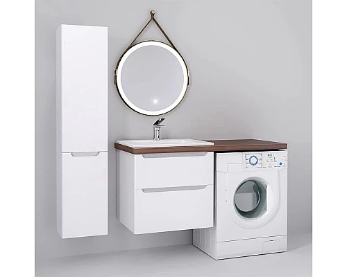 Заказать Тумба с раковиной белый глянец 122 см Jorno Wood Wood.01.60/P/W + Wood.06.122/DW + Mol.08.65/W + Bra.05.461/R/W в магазине сантехники Santeh-Crystal.ru