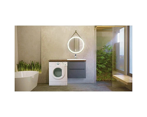 Приобрести Тумба с раковиной серый матовый 122 см Jorno Wood Wood.01.60/P/GR + Wood.06.122/DW + Mol.08.65/W + Bra.05.461/L/W в магазине сантехники Santeh-Crystal.ru