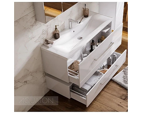 Приобрести Тумба с раковиной белый глянец 120,2 см Акватон Мадрид  1A1687K2MA010 в магазине сантехники Santeh-Crystal.ru