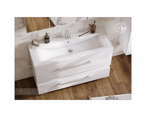 Приобрести Тумба с раковиной белый глянец 120,2 см Акватон Мадрид  1A1687K2MA010 в магазине сантехники Santeh-Crystal.ru