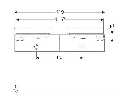 Приобрести Тумба платина глянец 119 см Geberit iCon 840322000 в магазине сантехники Santeh-Crystal.ru