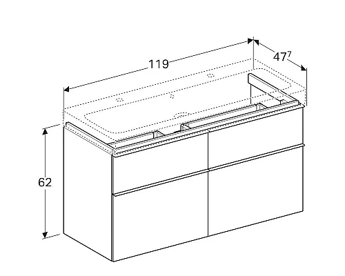 Купить Тумба платина глянец 119 см Geberit iCon 840422000 в магазине сантехники Santeh-Crystal.ru