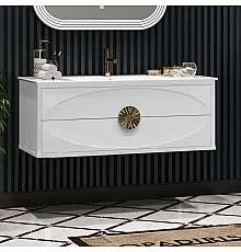 Тумба с раковиной белый глянец/золото 121 см Opadiris Ибица