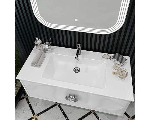 Приобрести Тумба с раковиной белый глянец/хром 121 см Opadiris Ибица в магазине сантехники Santeh-Crystal.ru