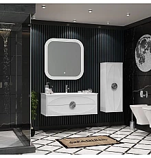 Комплект мебели белый глянец/хром 121 см Opadiris Ибица