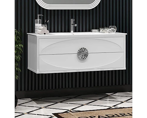 Заказать Комплект мебели белый глянец/хром 121 см Opadiris Ибица в магазине сантехники Santeh-Crystal.ru