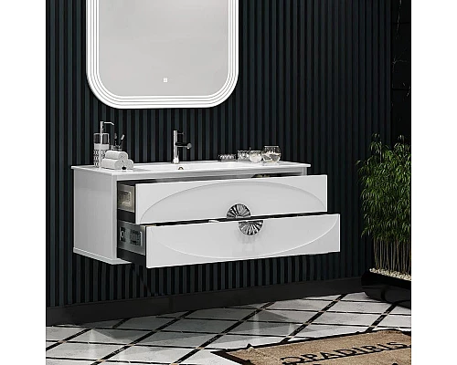 Заказать Комплект мебели белый глянец/хром 121 см Opadiris Ибица в магазине сантехники Santeh-Crystal.ru