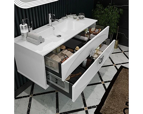 Заказать Комплект мебели белый глянец/хром 121 см Opadiris Ибица в магазине сантехники Santeh-Crystal.ru