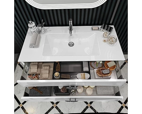 Заказать Комплект мебели белый глянец/хром 121 см Opadiris Ибица в магазине сантехники Santeh-Crystal.ru