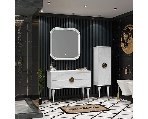 Приобрести Комплект мебели белый глянец/золото 121 см Opadiris Ибица в магазине сантехники Santeh-Crystal.ru