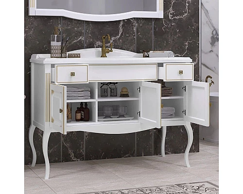 Заказать Комплект мебели белый золотая патина 120 см Opadiris Лаура в магазине сантехники Santeh-Crystal.ru
