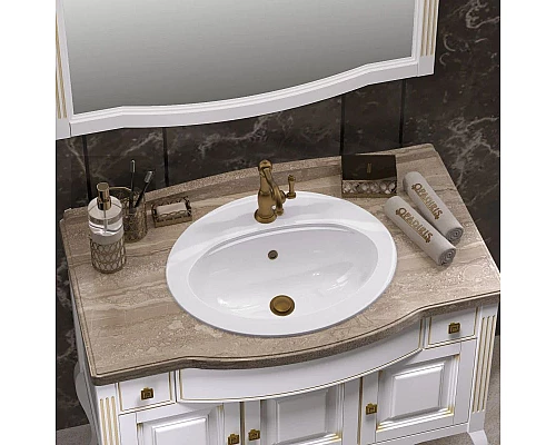 Купить Комплект мебели белый золотая патина 100 см со столешницей Opadiris Лаура в магазине сантехники Santeh-Crystal.ru