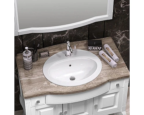 Приобрести Комплект мебели белый матовый 100 см со столешницей Opadiris Лаура в магазине сантехники Santeh-Crystal.ru