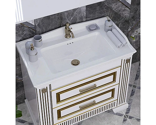 Заказать Комплект мебели белый золотая патина 100 см Opadiris Оникс в магазине сантехники Santeh-Crystal.ru