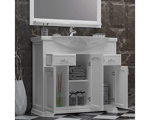 Заказать Тумба с раковиной белый матовый 97 см Opadiris Риспекто в магазине сантехники Santeh-Crystal.ru