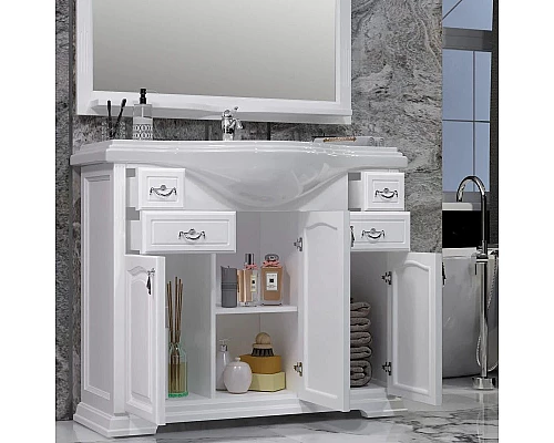 Приобрести Тумба с раковиной белый матовый 107 см Opadiris Риспекто в магазине сантехники Santeh-Crystal.ru