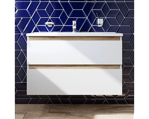 Заказать Комплект мебели белый глянец 100 см Am.Pm X-Joy M85AFHX1002WG + M85AWCC1002WG + M91AMOX1003WG в магазине сантехники Santeh-Crystal.ru