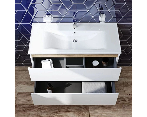 Заказать Тумба с раковиной белый глянец 100 см Am.Pm X-Joy M85AFHX1002WG + M85AWCC1002WG в магазине сантехники Santeh-Crystal.ru