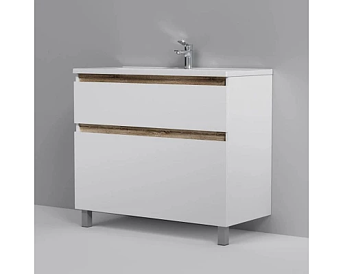 Приобрести Тумба с раковиной белый глянец 100 см Am.Pm X-Joy M85AFSX1002WG + M85AWCC1002WG в магазине сантехники Santeh-Crystal.ru